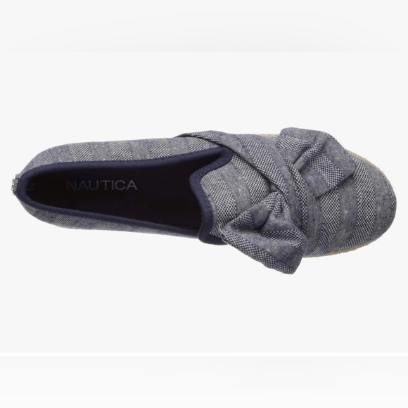 🆕NEW Nautica Rudder Knot Peacoat Stripe Black Linen Espadrille Flat Loafers 9.5 - Picture 3 of 7